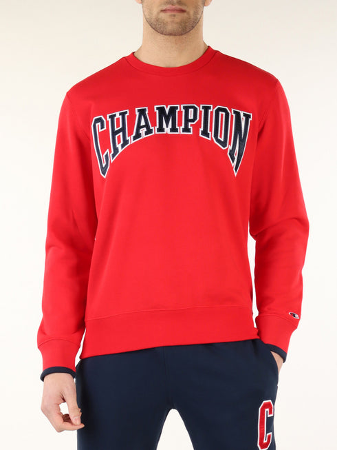 CHAMPION COTTON BLEND SWEATSHIRT WITH FRONT LOGO LETTERING - RED